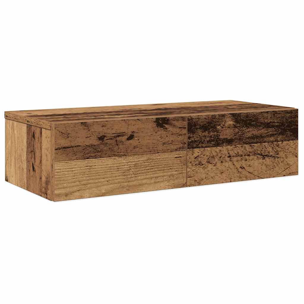 Wandschap met lades 60x26,5x15 cm bewerkt hout oud houtkleurig