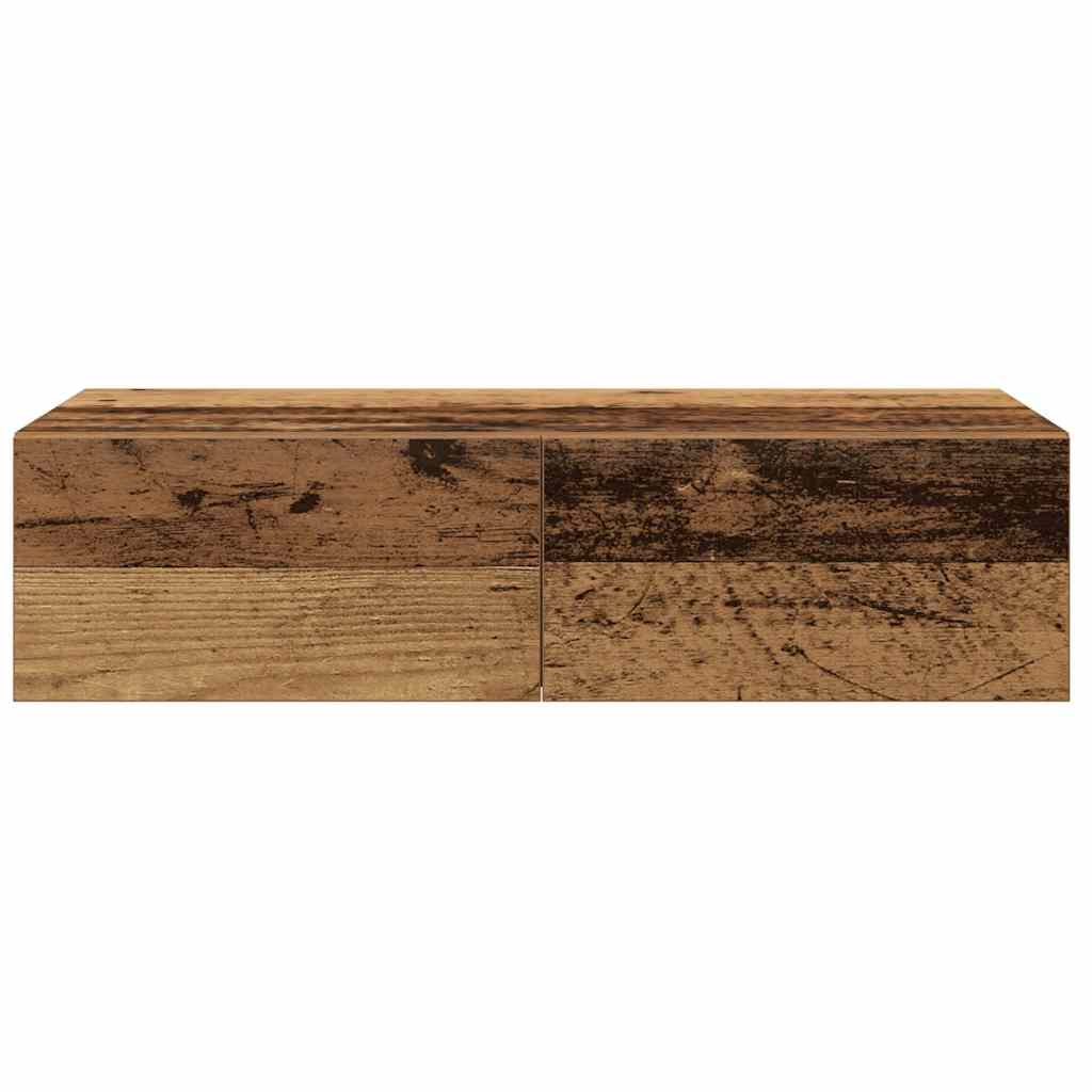 Wandschap met lades 60x26,5x15 cm bewerkt hout oud houtkleurig