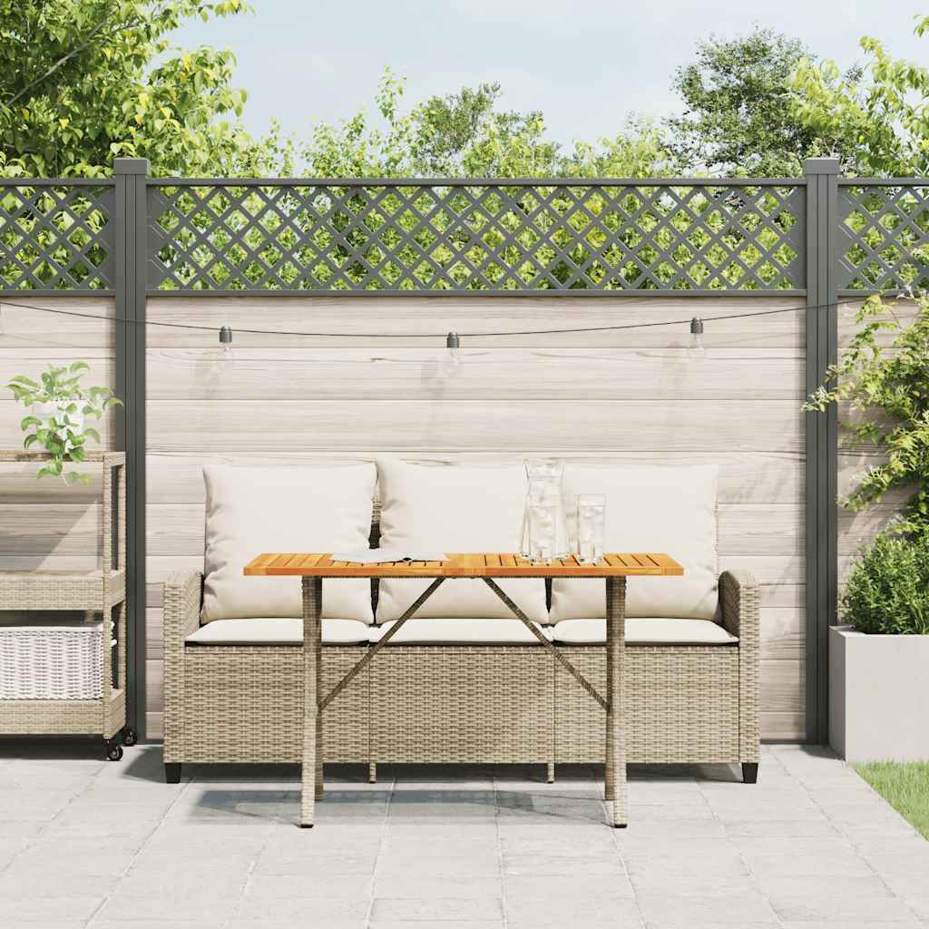 Tuinbank 3-zits met kussens & tafel poly rattan beige