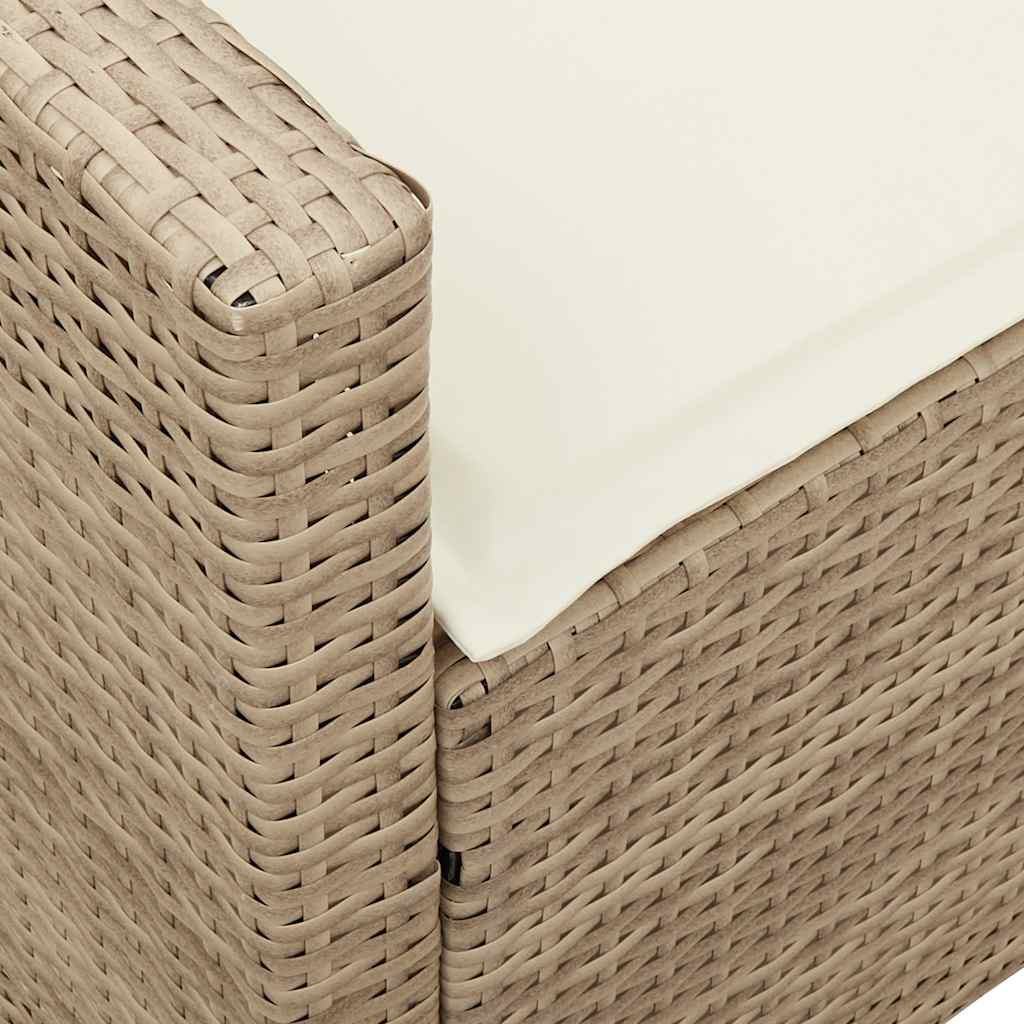 Tuinbank 5-zits met kussens poly rattan beige