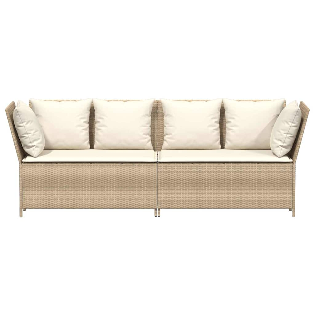 Tuinbank met kussens poly rattan beige