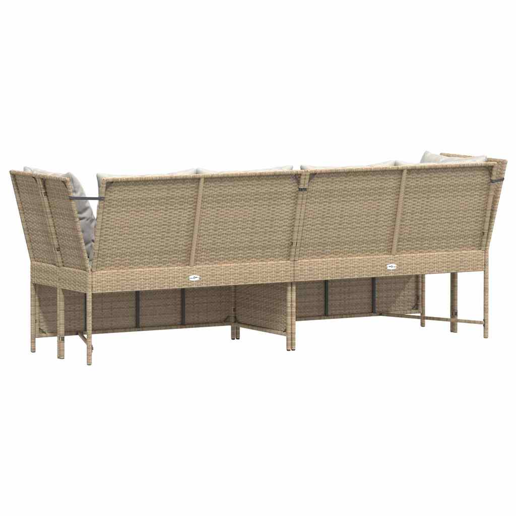 Tuinbank met kussens poly rattan beige