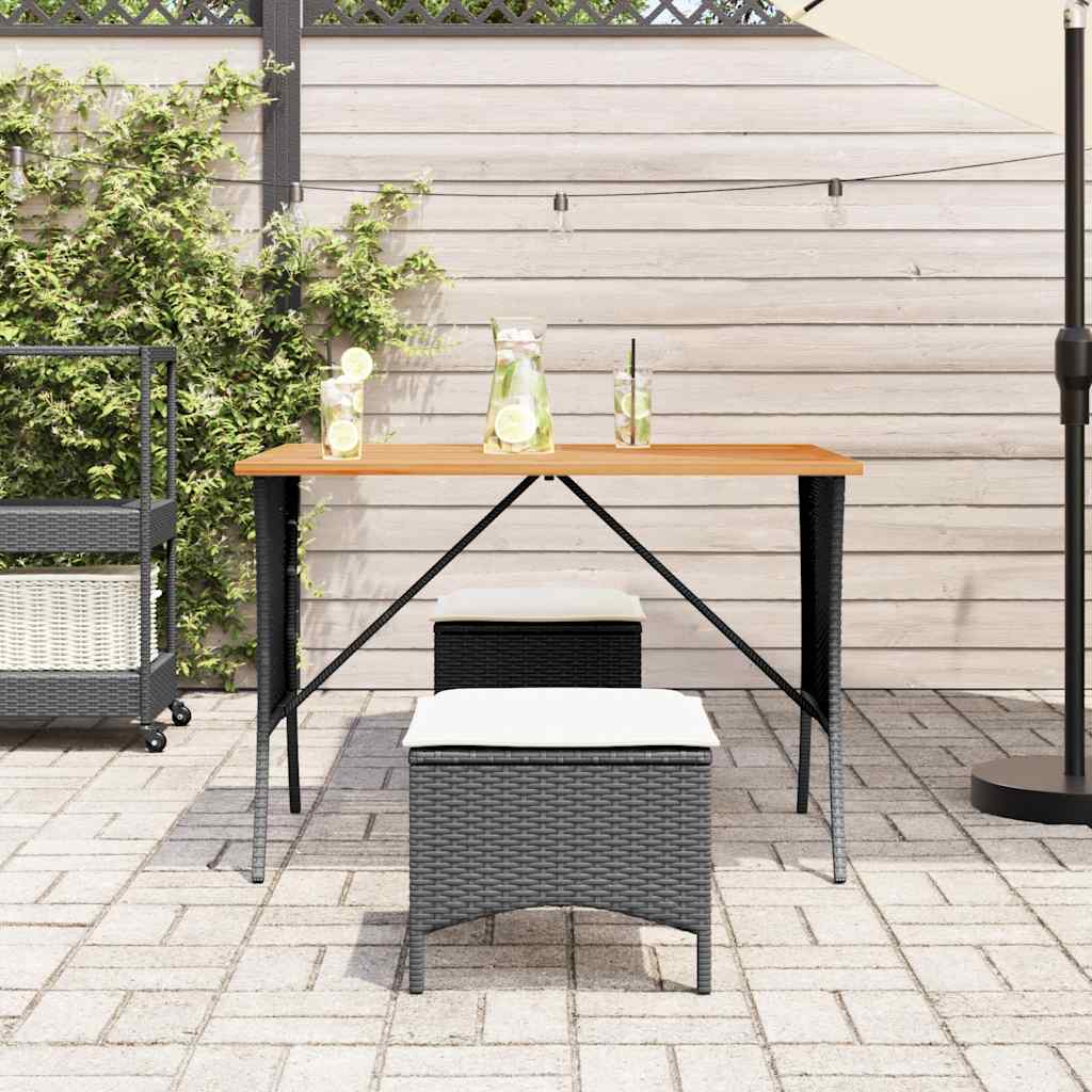 3-delige Tuinset met kussens poly rattan zwart