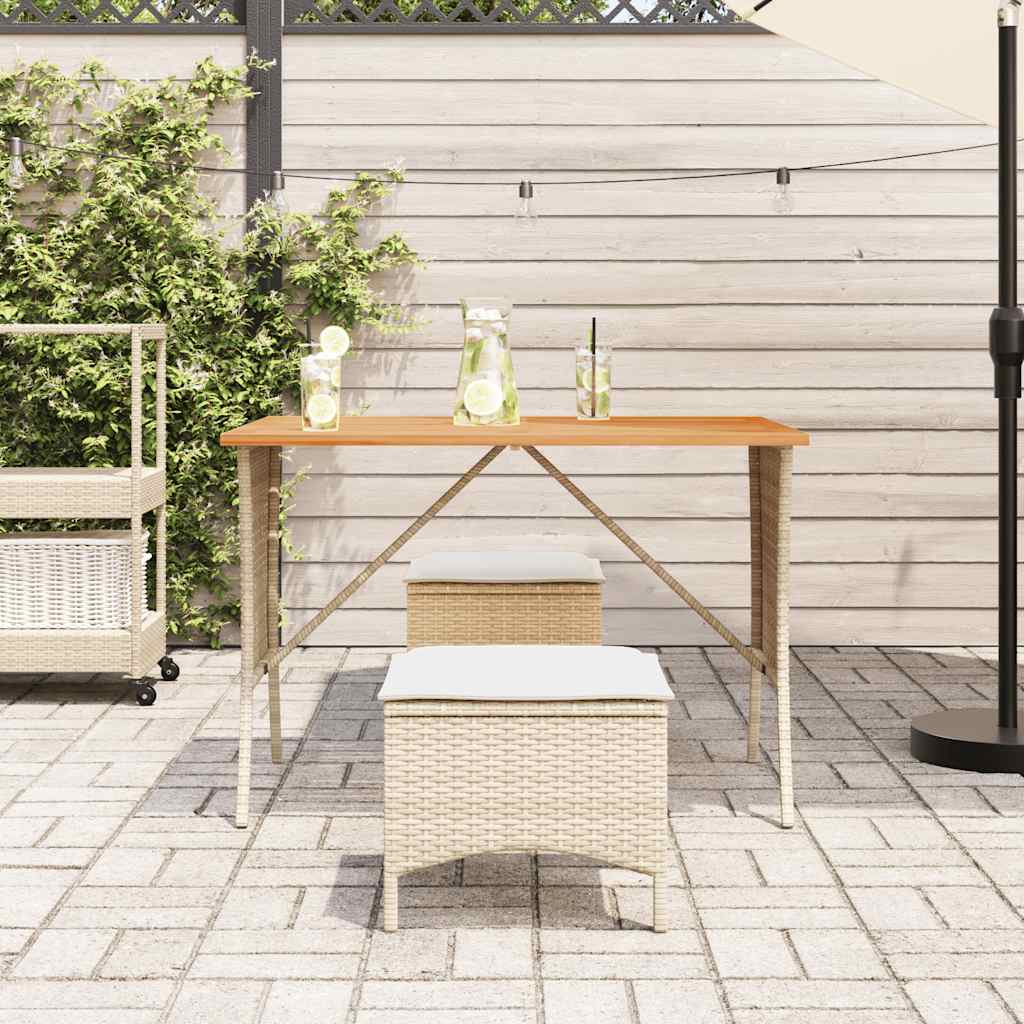 3-delige Tuinset met kussens poly rattan beige