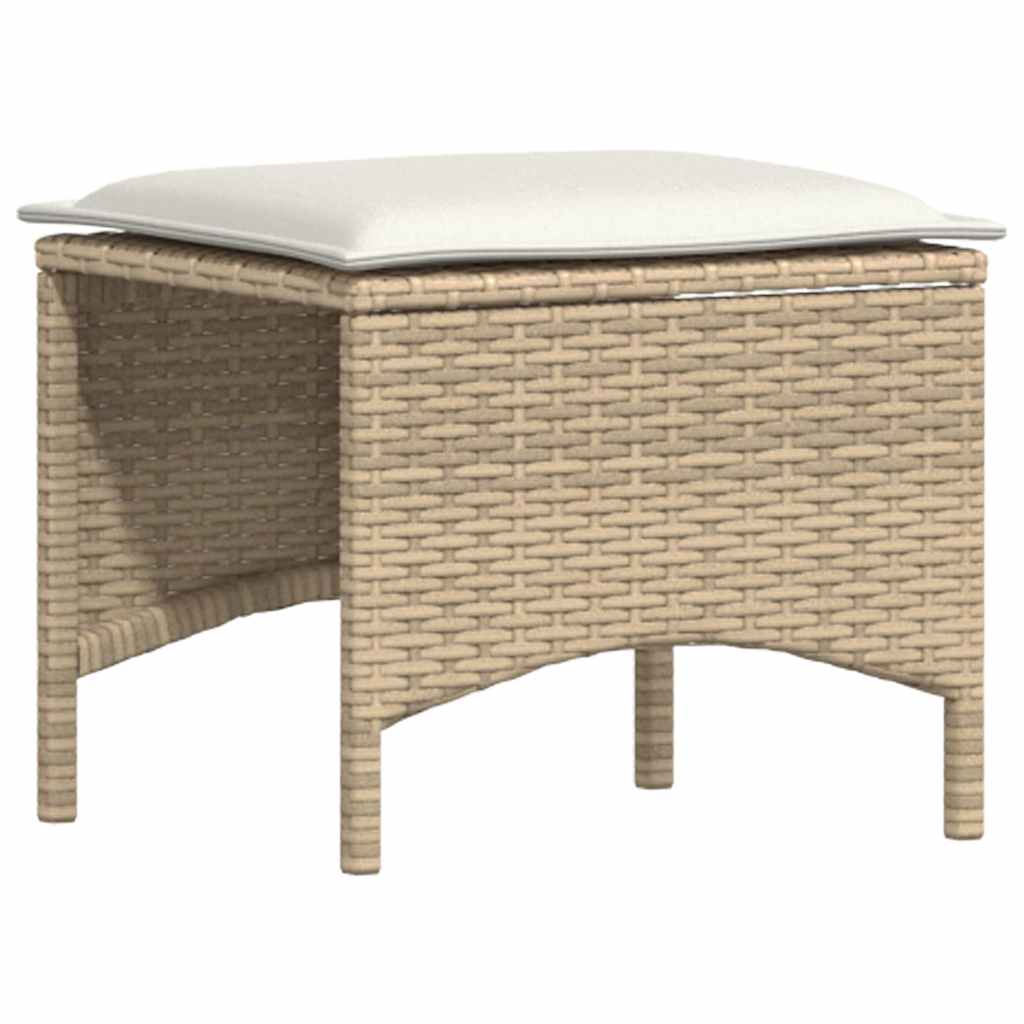 3-delige Tuinset met kussens poly rattan beige