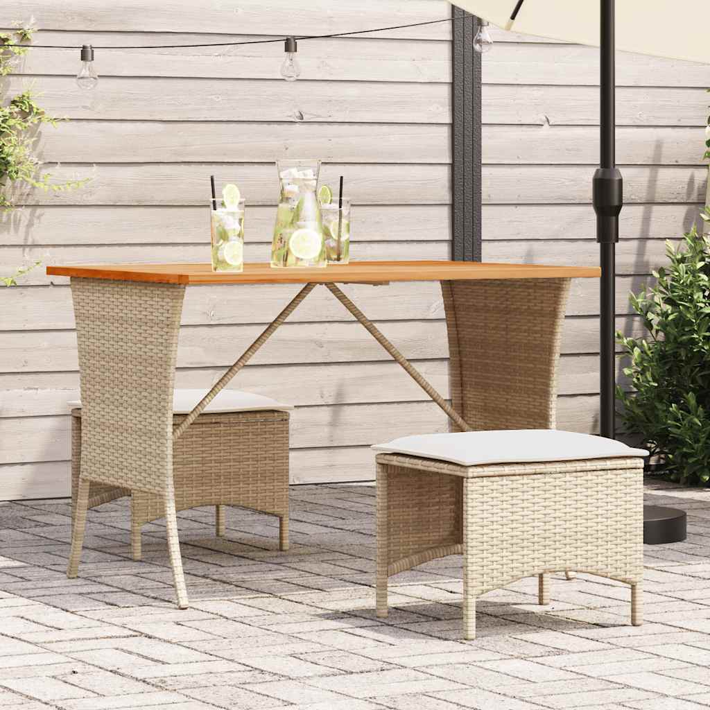 3-delige Tuinset met kussens poly rattan beige