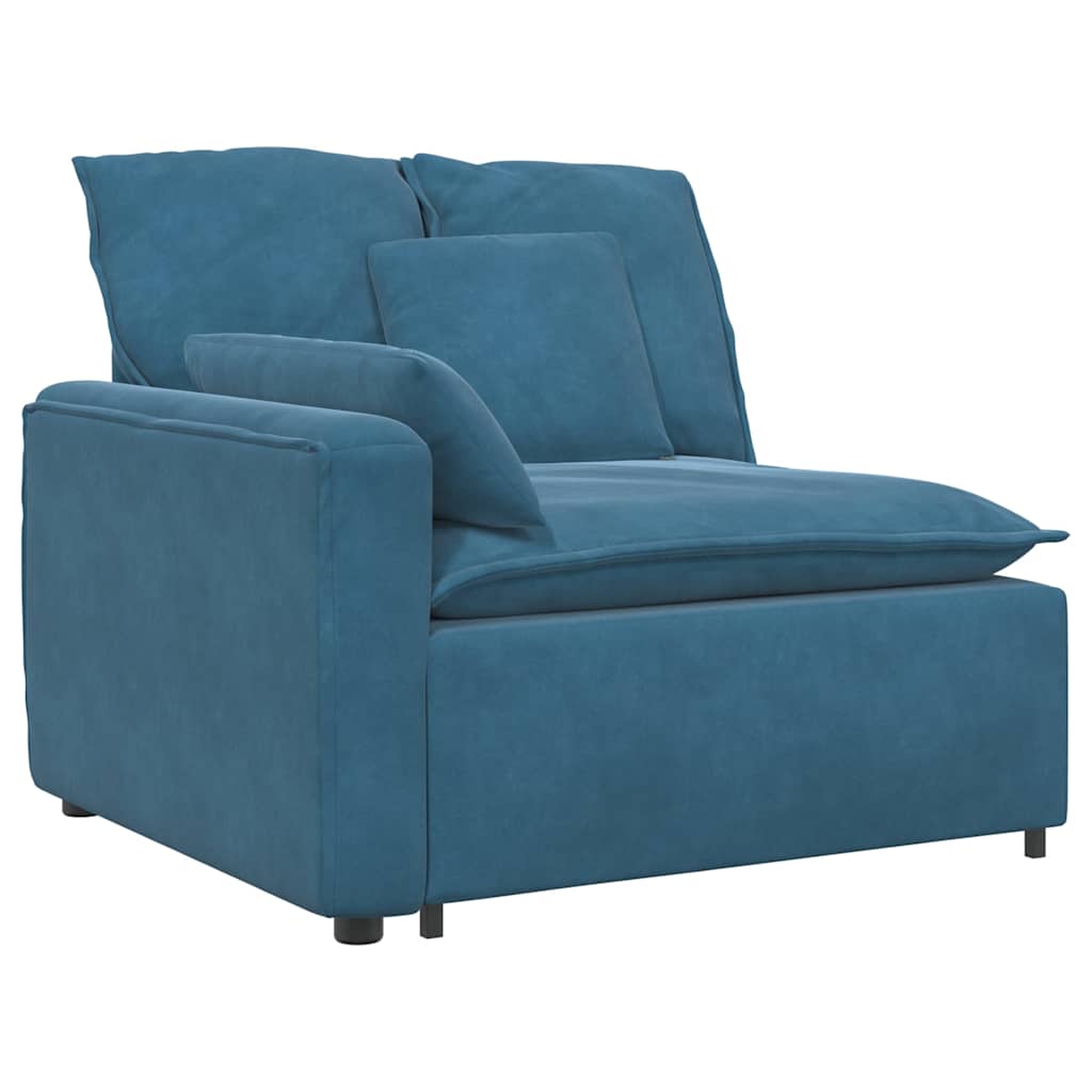 Modulaire Bank Armleuning Eindmodule Met Kussens 100 Cm Blauw