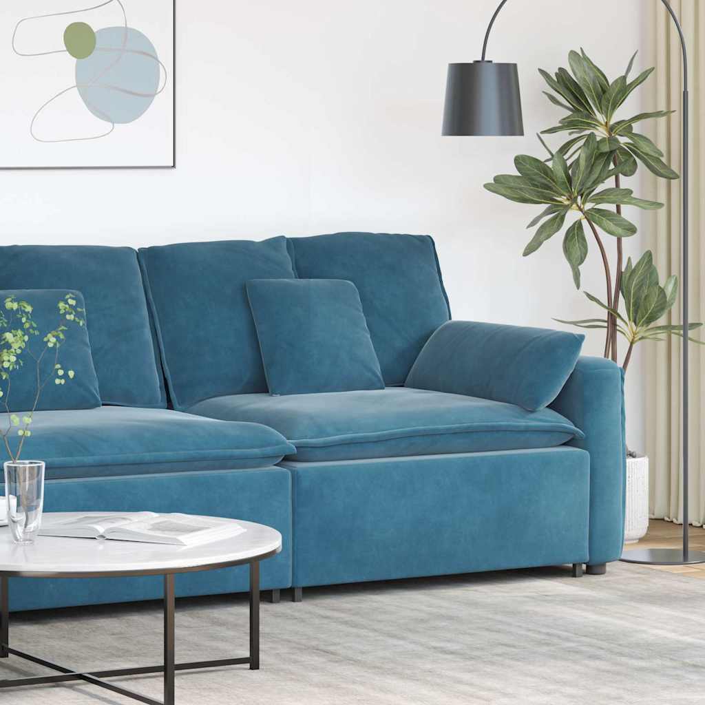 Modulaire Bank Armleuning Eindmodule Met Kussens 100 Cm Blauw