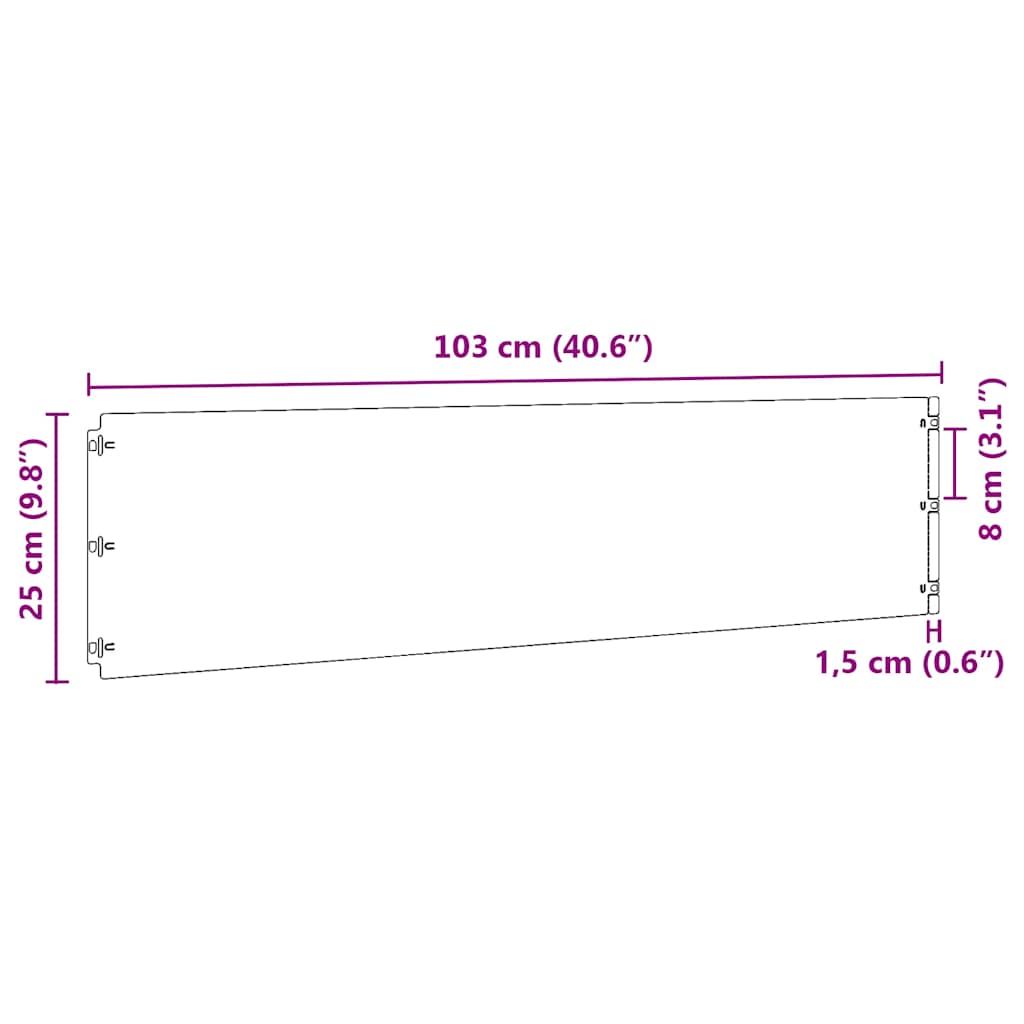 Gazonranden 20 st 25x103 cm koudgewalst staal zwart