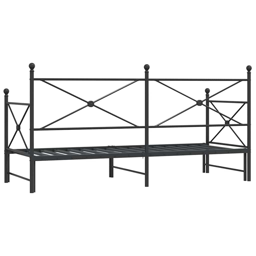 Slaapbank met onderschuifbed zonder matras 75x190cm staal zwart