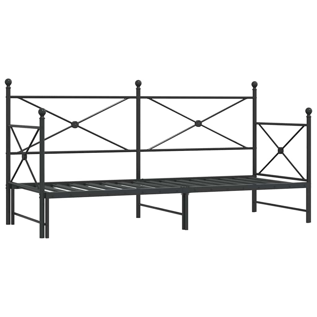 Slaapbank met onderschuifbed zonder matras 90x190cm staal zwart