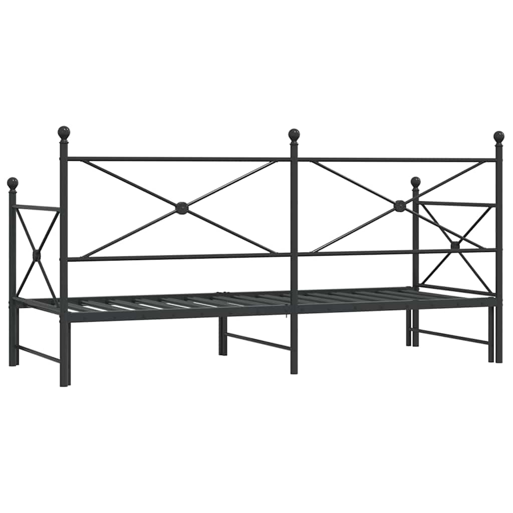 Slaapbank met onderschuifbed zonder matras 90x190cm staal zwart