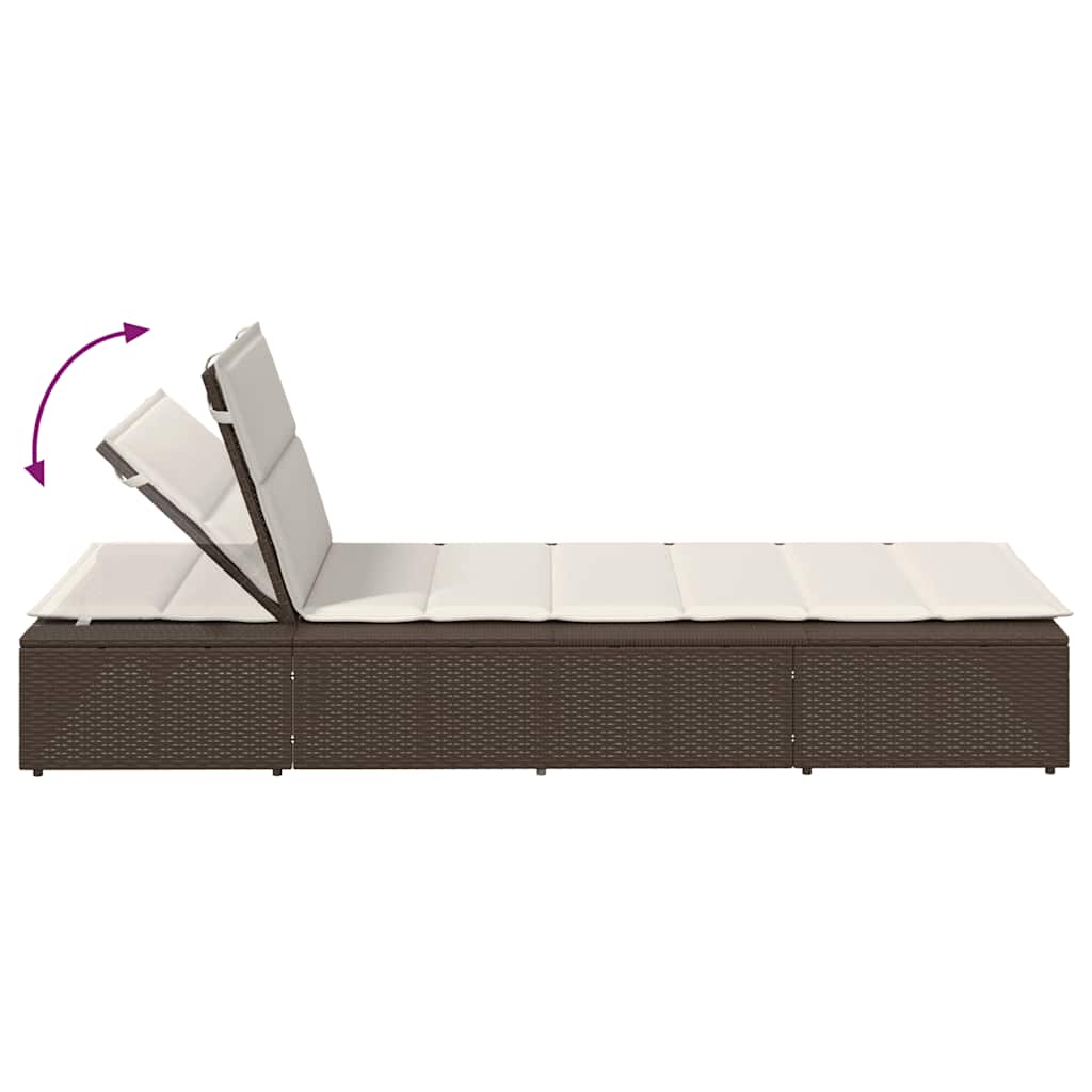 Ligbed met zwevend kussen poly rattan bruin