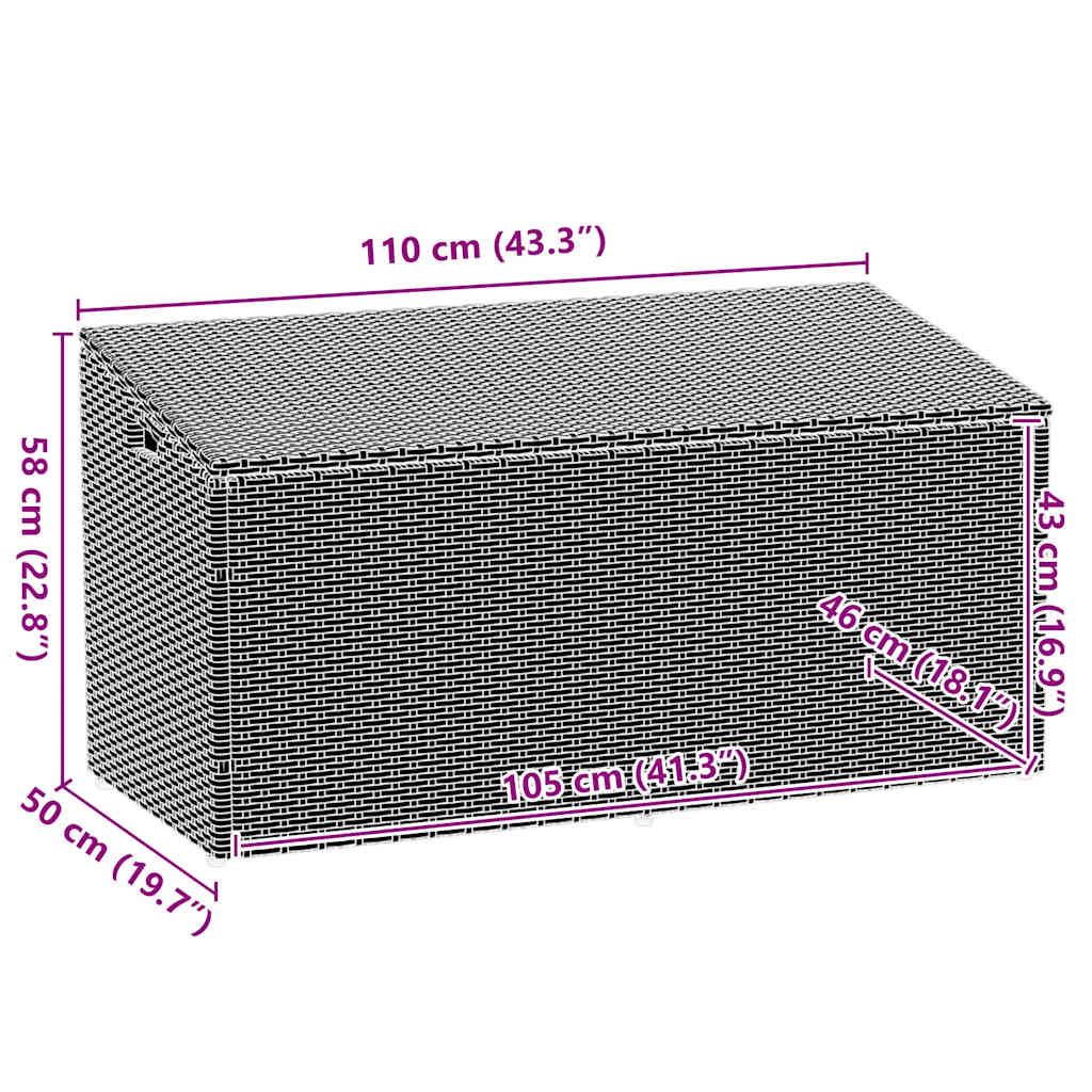 Tuinbox 110x50x58 cm poly rattan zwart