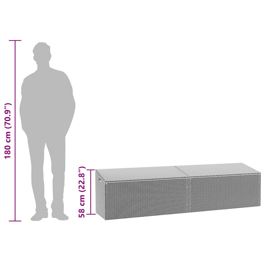 Tuinbox Poly Rattan 220 x 50 x 58 cm Grijs