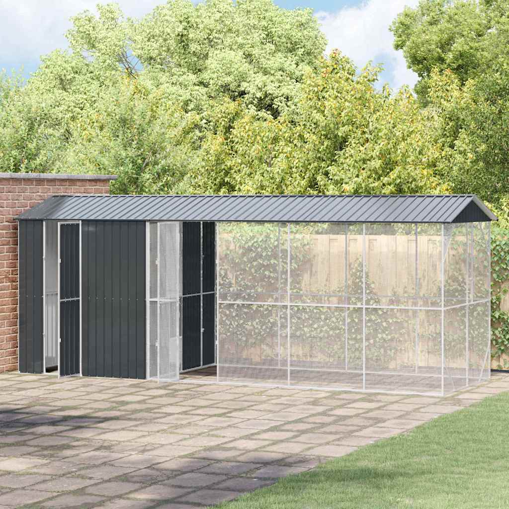 Vogelvolière met Uitbreiding Antraciet 210 x 640 x 247 cm