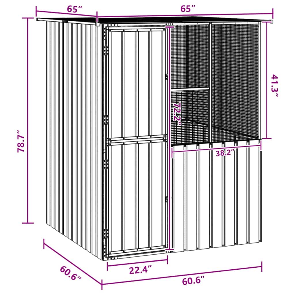 Vogelkooi Antraciet 154 x 154 x 200 cm Gegalvaniseerd staal
