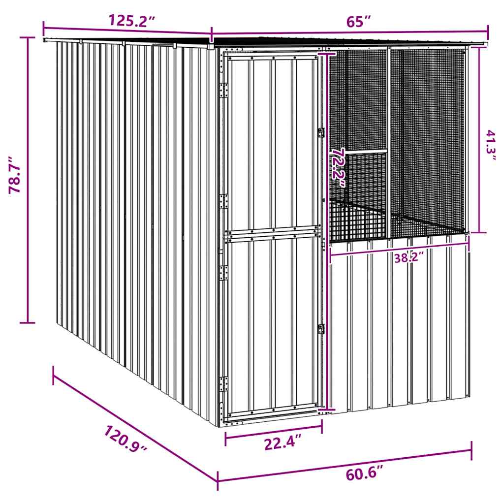Vogelkooi Antraciet 315 x 167 x 200 cm Gegalvaniseerd staal