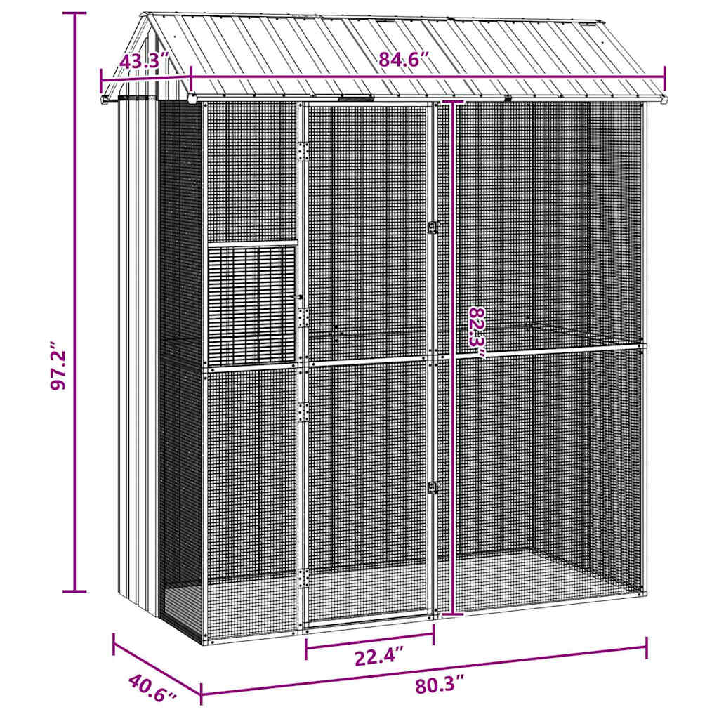 Vogelkooi Grijs 215 x 110 x 247 cm Gegalvaniseerd staal