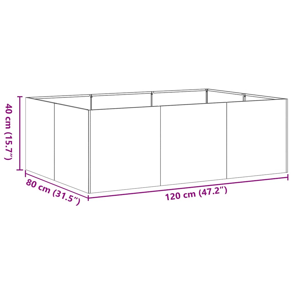 Plantenbak roestig 120x80x40 cm weervast staal