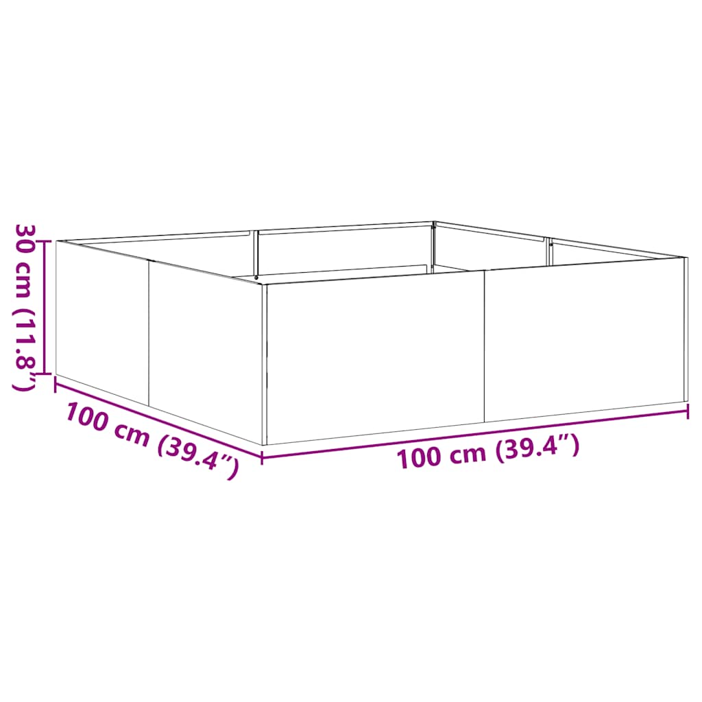 Plantenbak 100x100x30 cm roestvrij staal