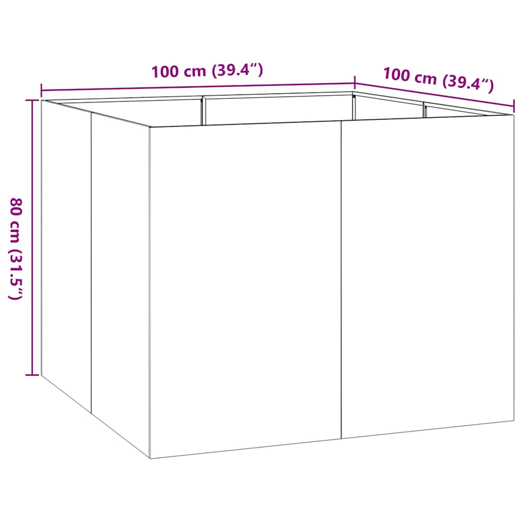 Plantenbak 100x100x80 cm staal zwart