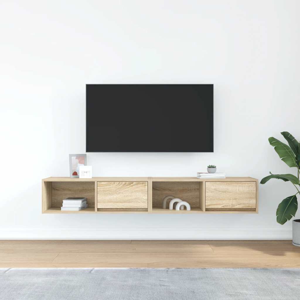 Tv-meubels 2 st 80x31x25,5 cm bewerkt hout sonoma eikenkleurig