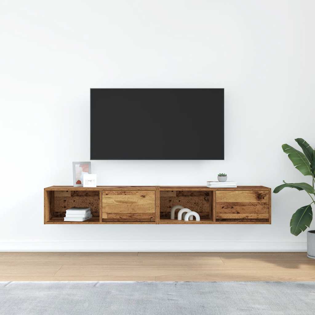 Tv-meubels 2 st 80x31x25,5 cm bewerkt hout oud houtkleurig