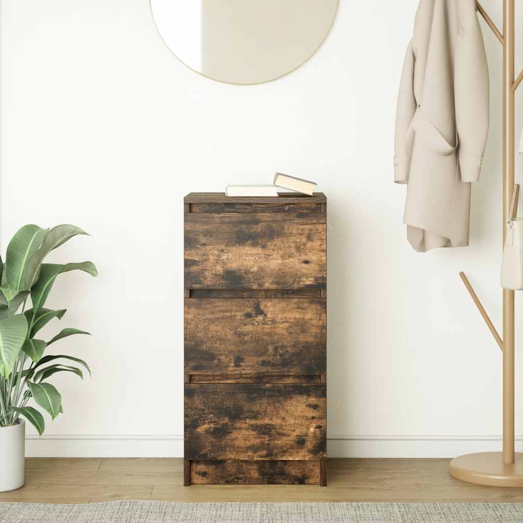 Dressoir 37,5x35x76 cm bewerkt hout gerookt eikenkleurig