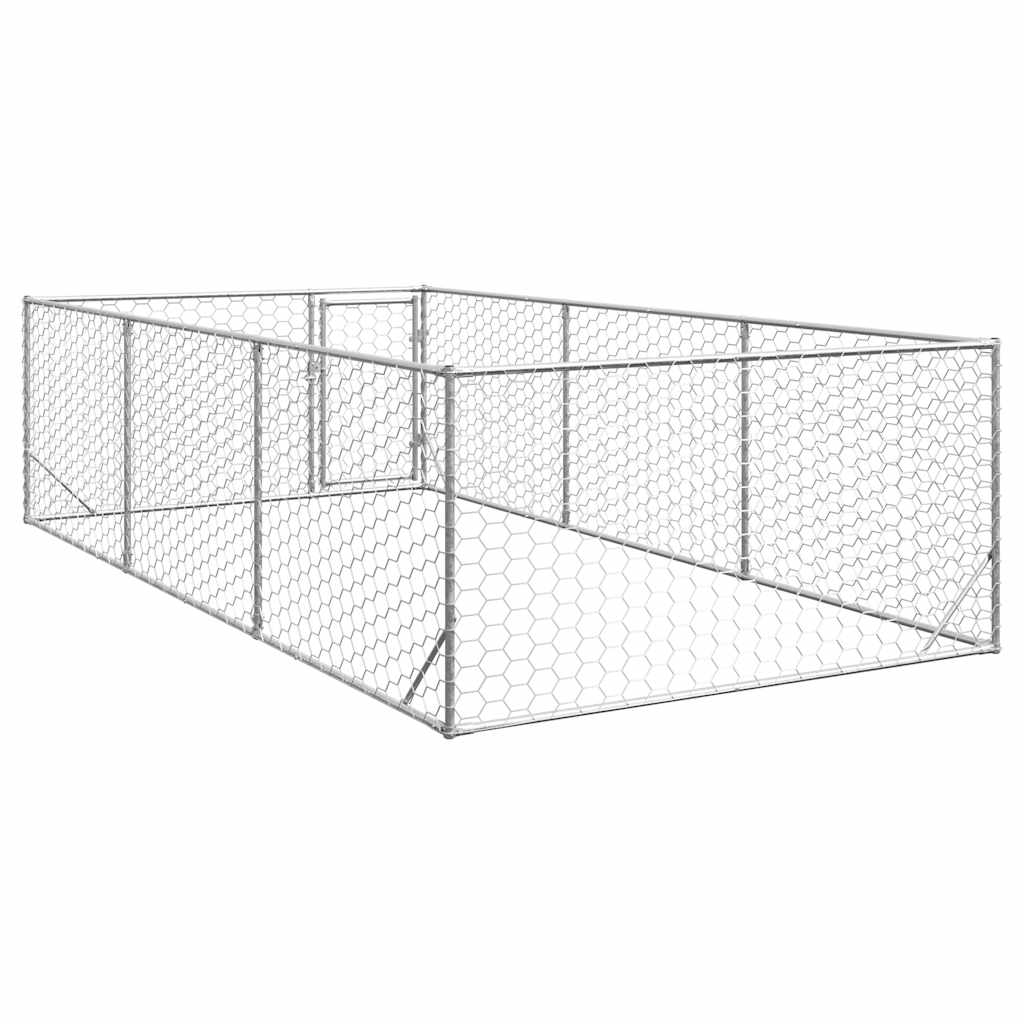 Hondenkennel voor buiten met deur 2x4x1 m gegalvaniseerd staal