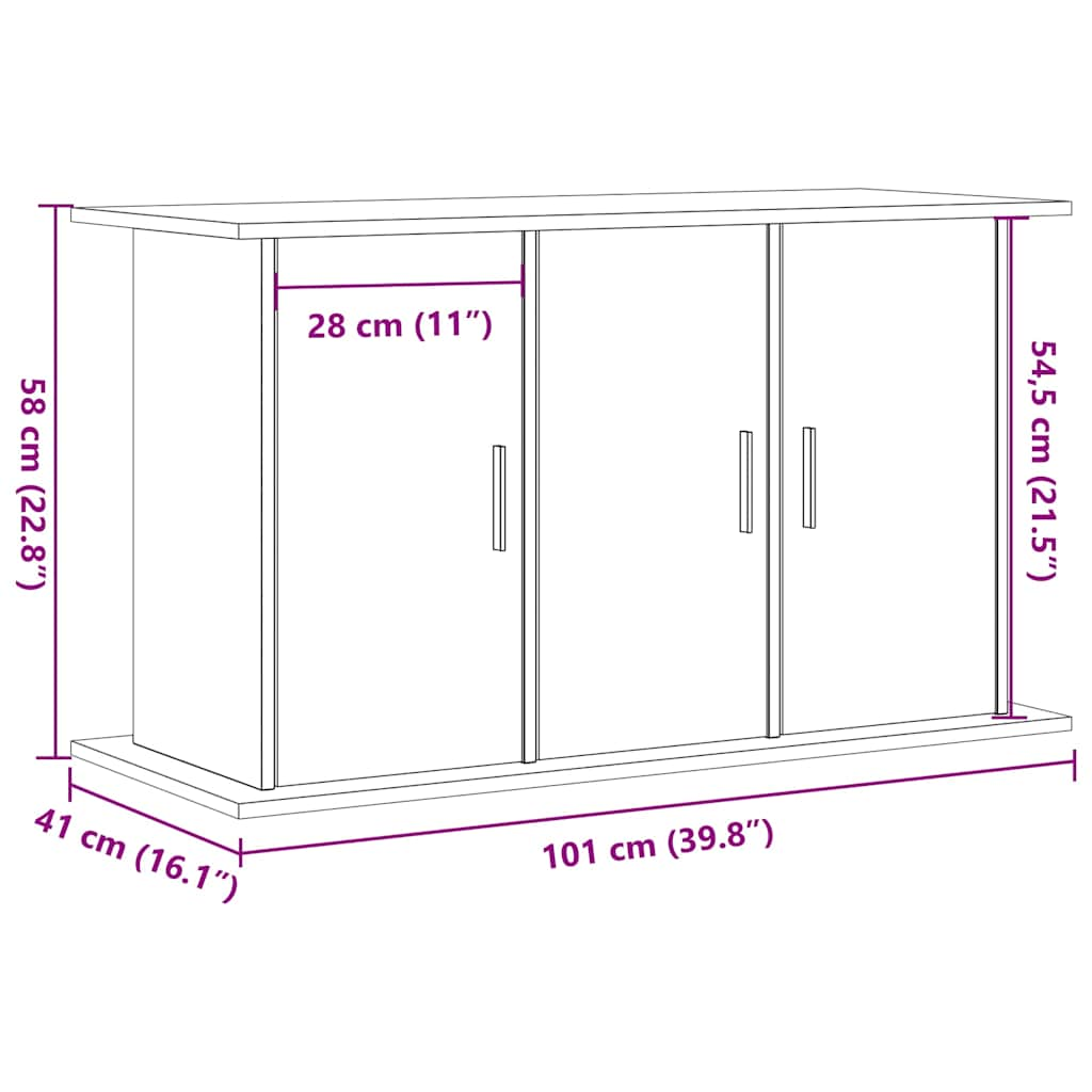 Aquariumstandaard 101x41x58 cm spaanplaat zwart eikenkleurig