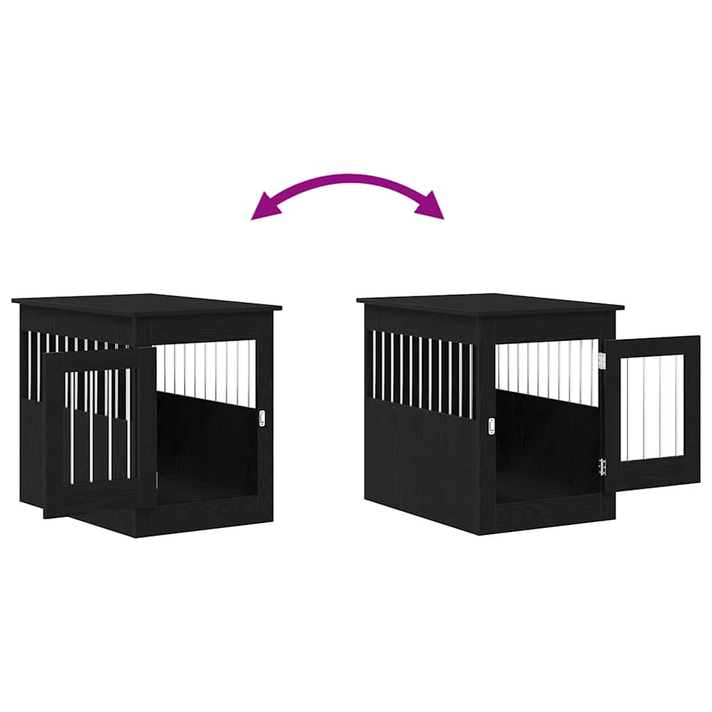 Hondenbenchmeubel 80x55x68 cm bewerkt hout zwart eikenkleurig