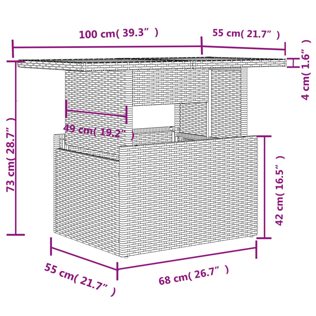 9-delige Loungeset met kussens poly rattan zwart