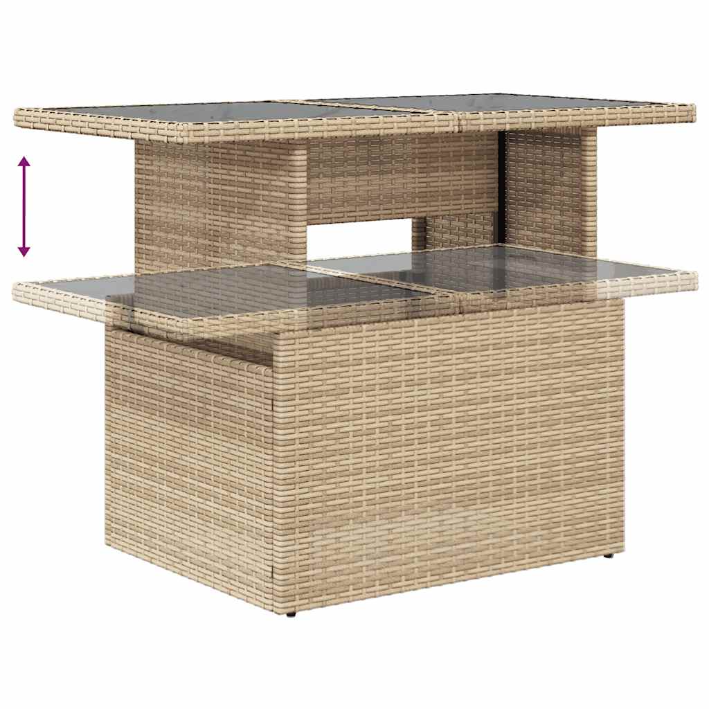 11-delige Tuinset met kussens poly rattan beige