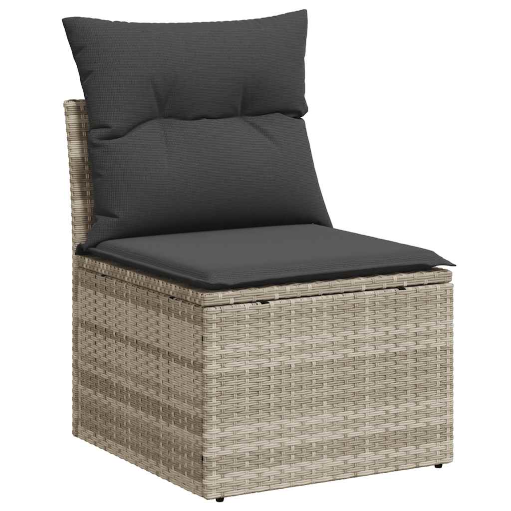 11-delige Loungeset met kussens poly rattan lichtgrijs