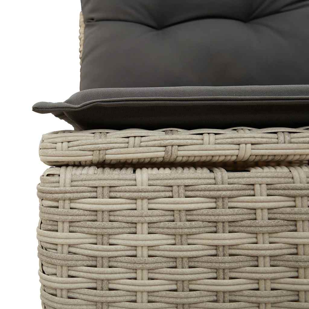 11-delige Loungeset met kussens poly rattan lichtgrijs