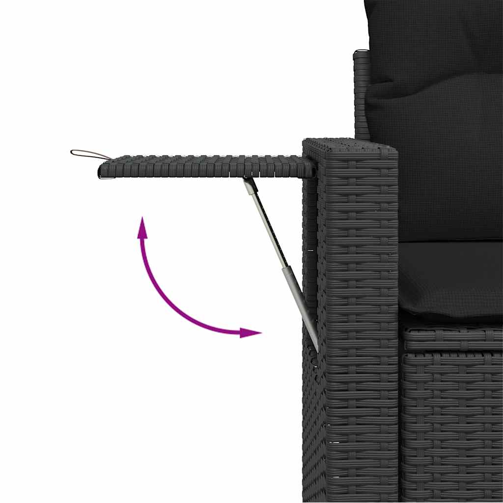 11-delige Loungeset met kussens poly rattan zwart