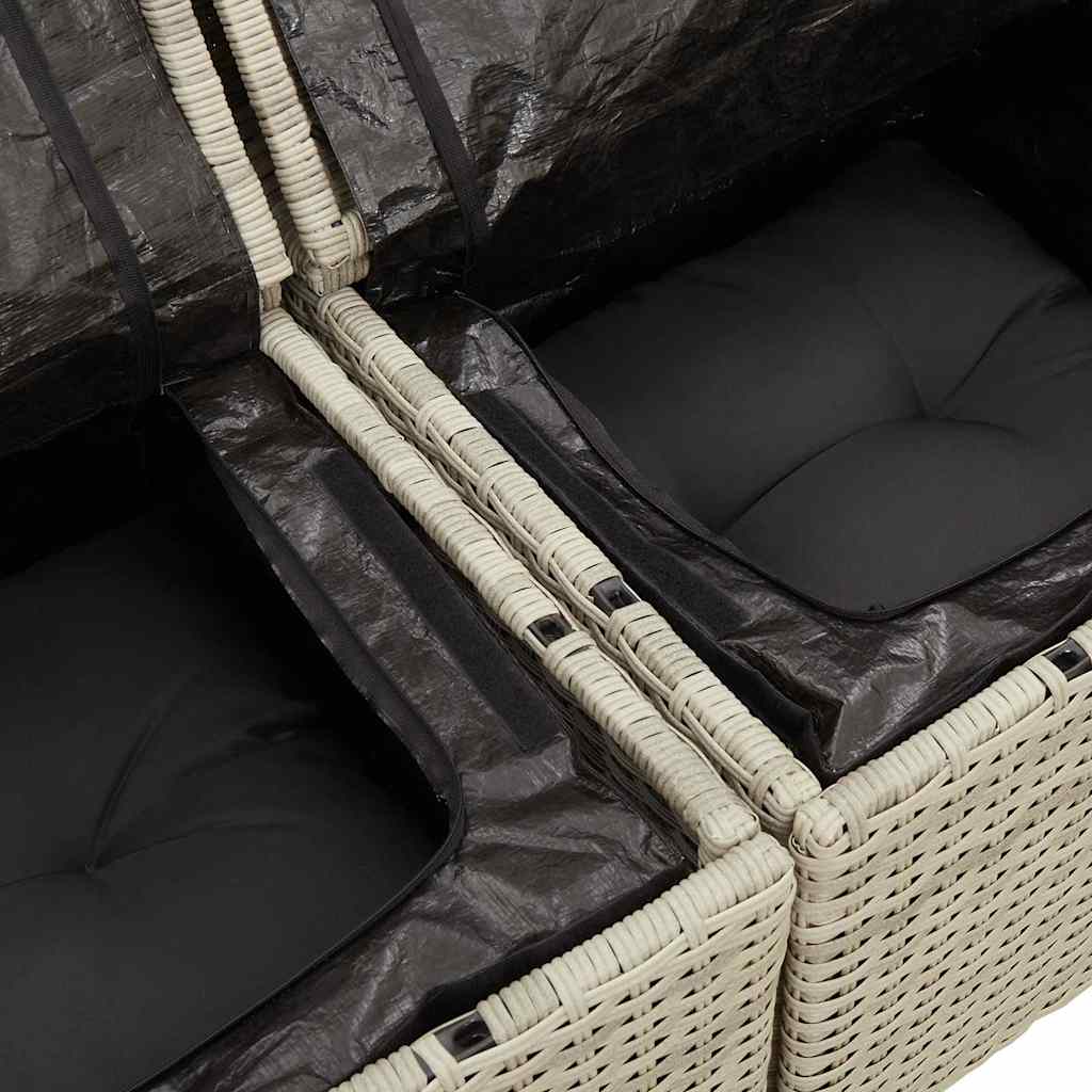 11-delige Loungeset met kussens poly rattan lichtgrijs