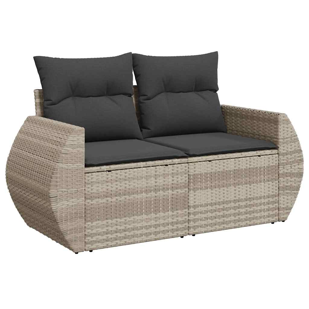 11-delige Loungeset met kussens poly rattan lichtgrijs