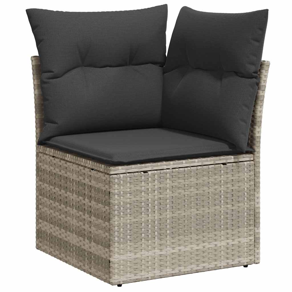 11-delige Loungeset met kussens poly rattan lichtgrijs