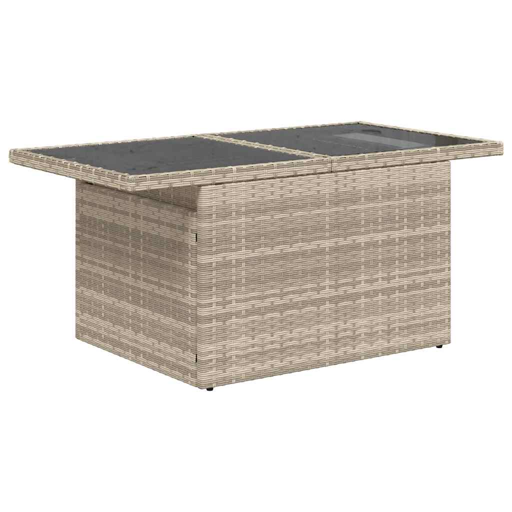 11-delige Loungeset met kussens poly rattan lichtgrijs