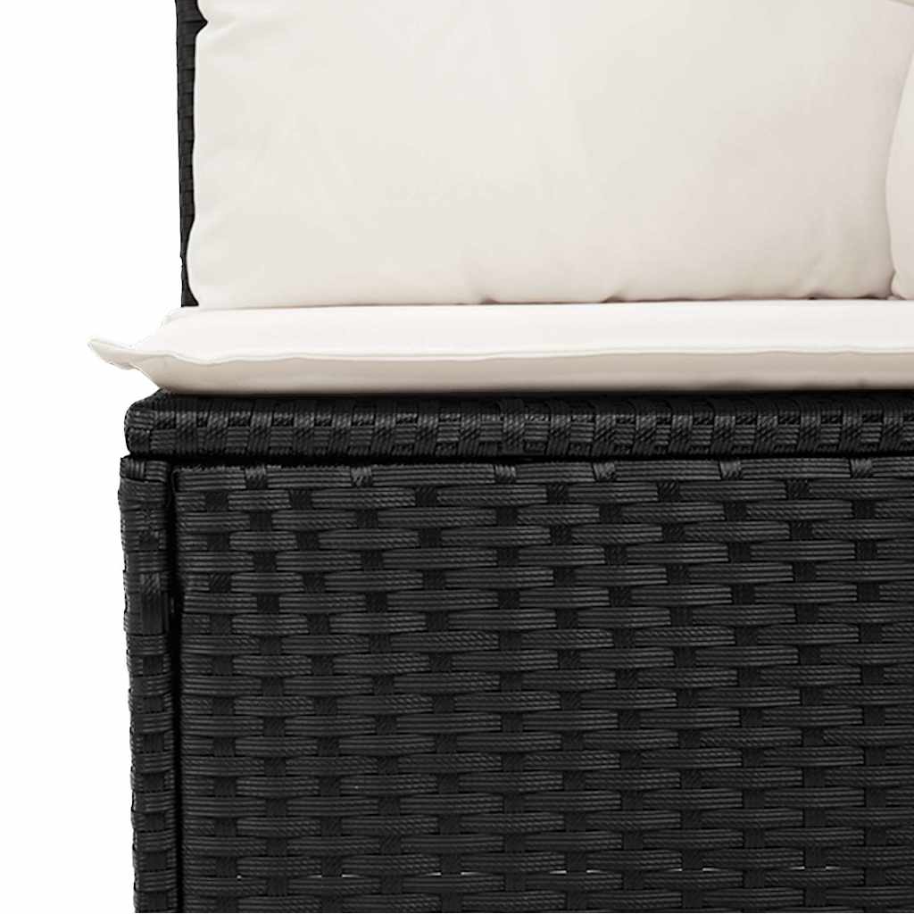 10-delige Loungeset met kussens poly rattan acacia zwart