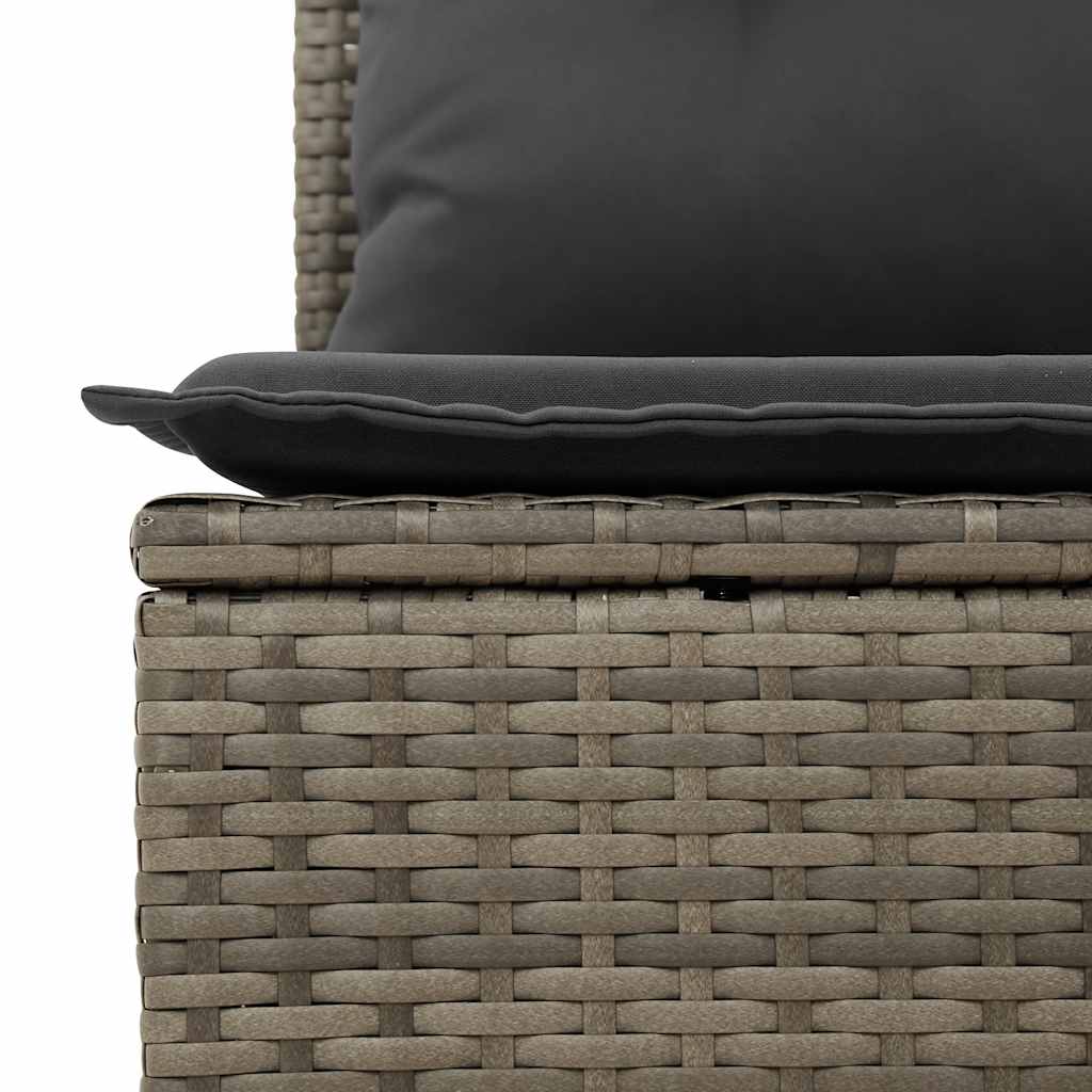 10-delige Loungeset met kussens poly rattan acacia grijs