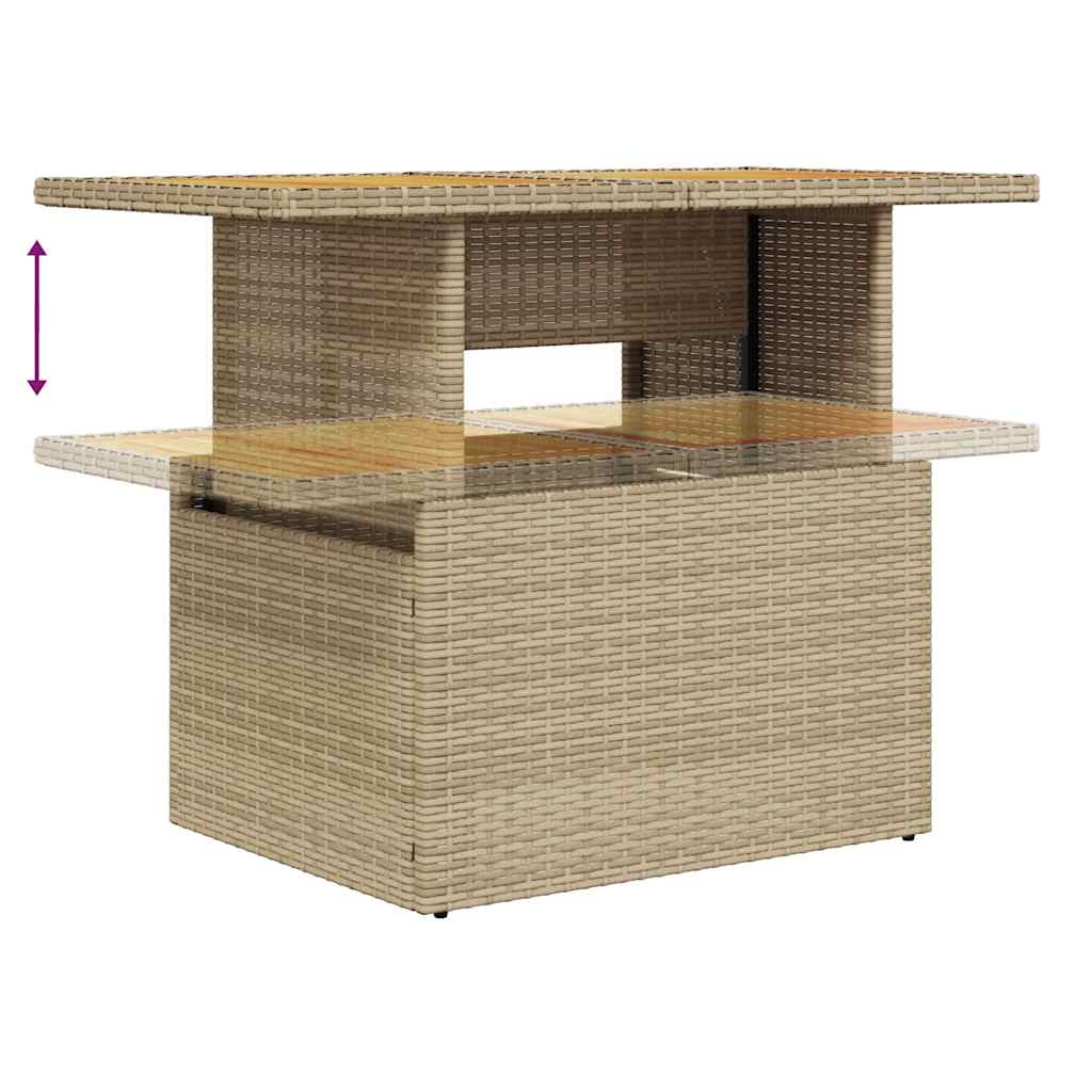 5-delige Loungeset met kussens poly rattan en acaciahout beige