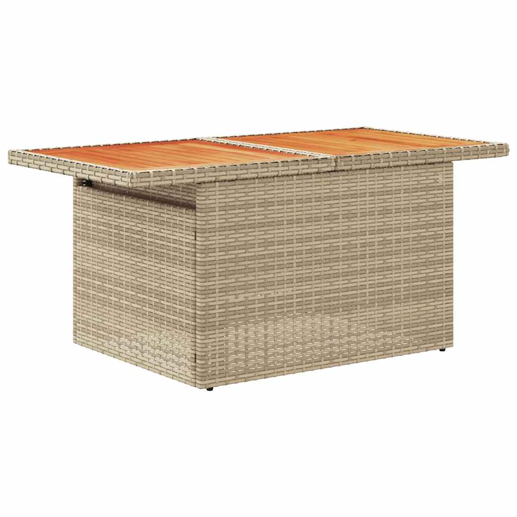 7-delige Loungeset met kussens poly rattan acacia beige