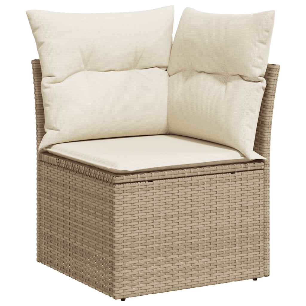 11-delige Tuinset met kussens poly rattan acacia beige