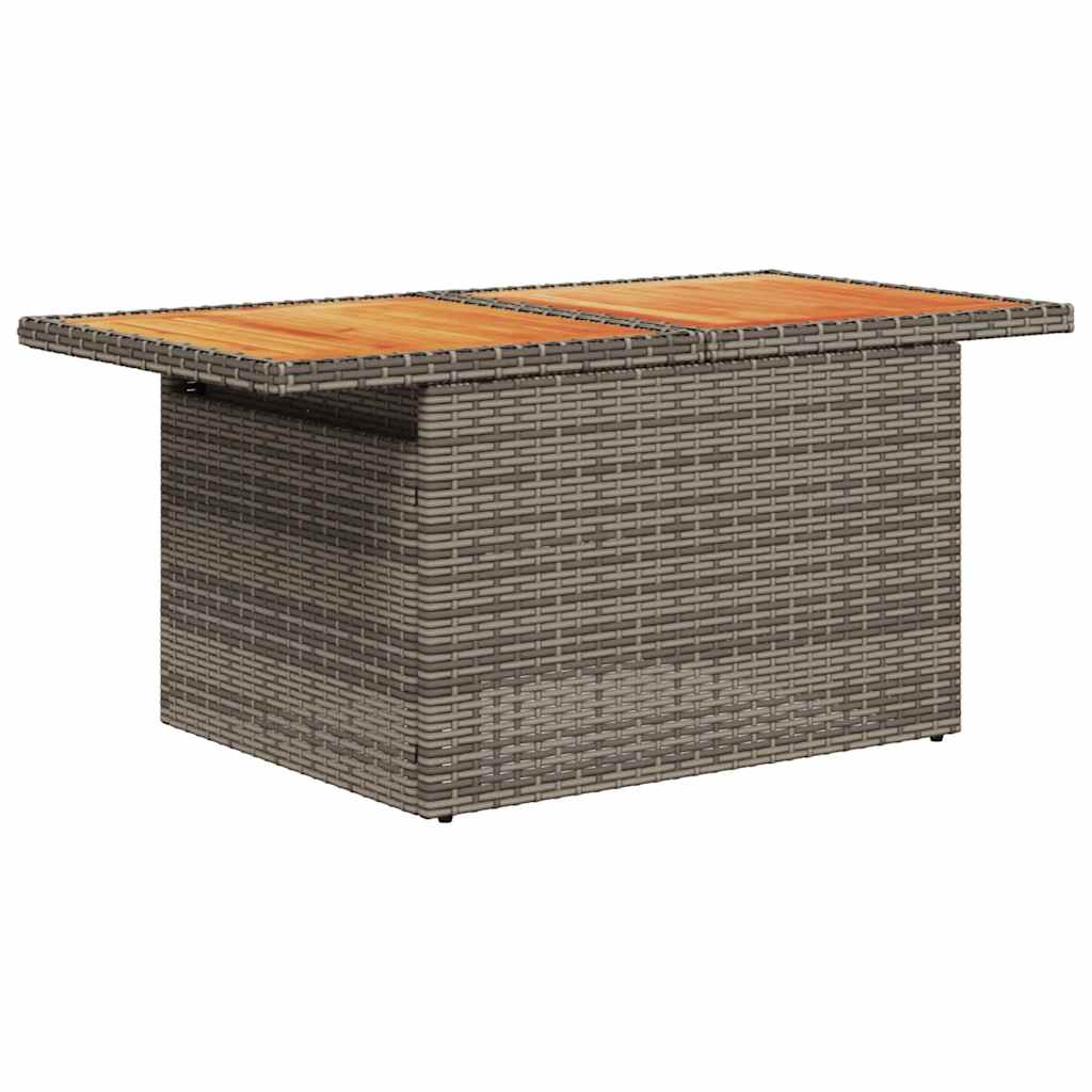 8-delige Loungeset met kussens poly rattan acacia grijs