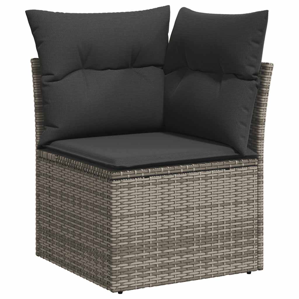 8-delige Loungeset met kussens poly rattan acacia grijs