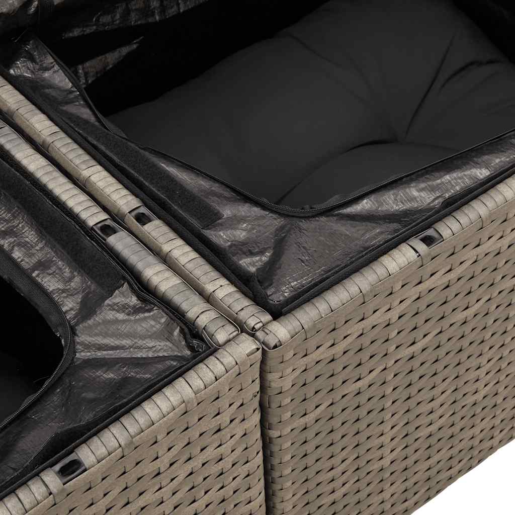 8-delige Loungeset met kussens poly rattan acacia grijs