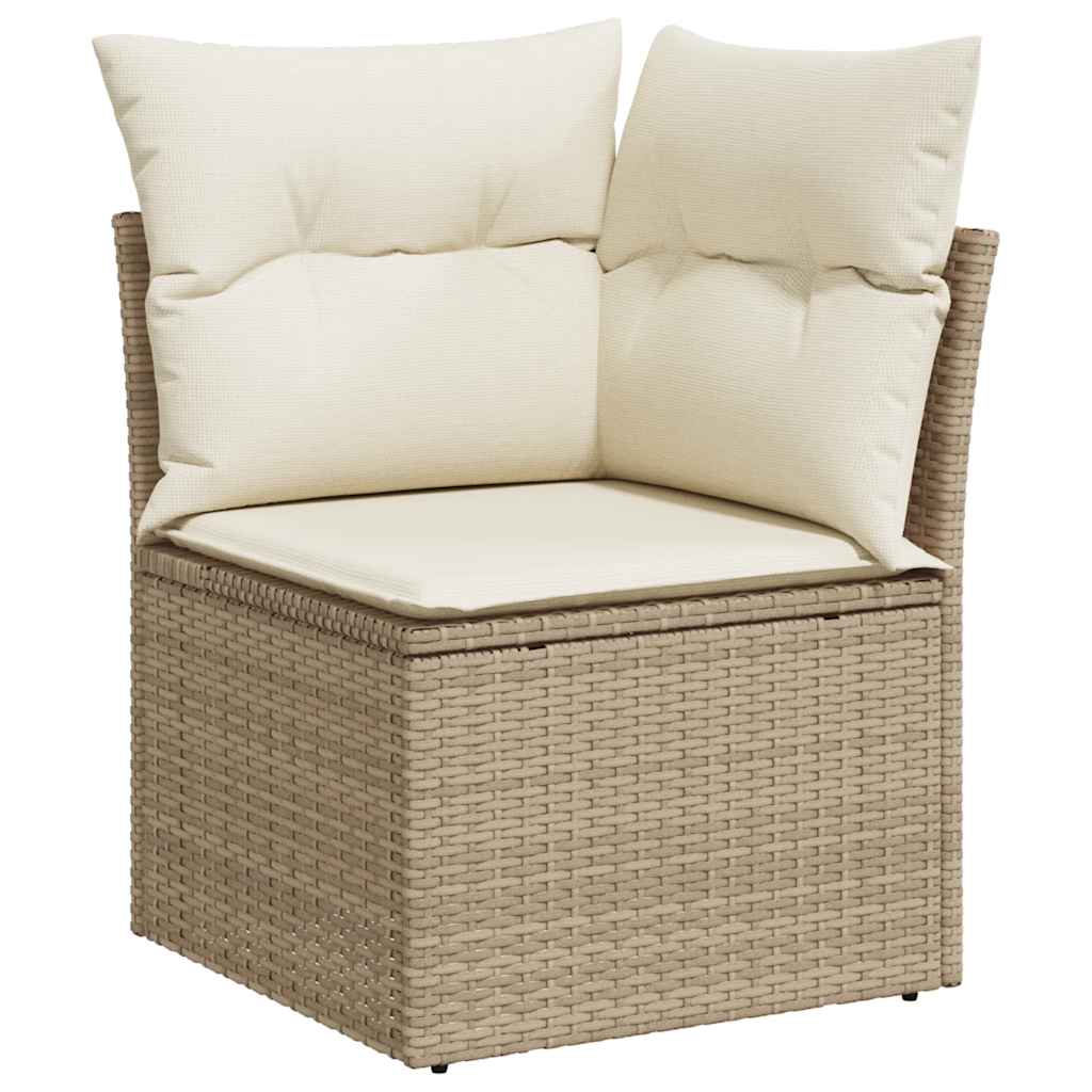 9-delige Loungeset met kussens poly rattan acacia beige